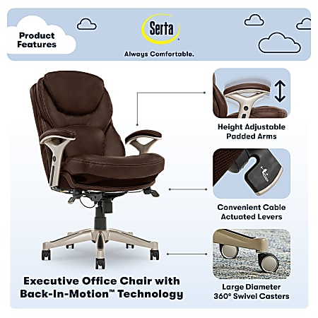 Serta Works Bonded Leather Mid Back Office Chair With Back In
