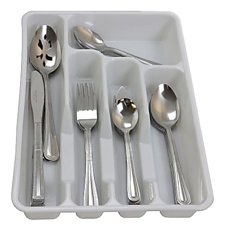 Gibson Home 45-Piece Flatware Set, Basic Living Aston, Silver