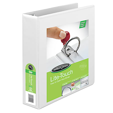 Wilson Jones® Lite-Touch™ No-Gap™ Locking Round-Ring View Binder, 2" Rings, 50% Recycled, White