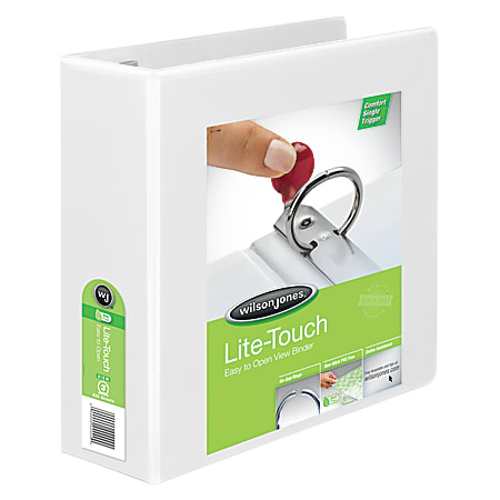 Wilson Jones® Lite-Touch™ No-Gap™ Locking Round-Ring View Binder, 3" Rings, 52% Recycled, White