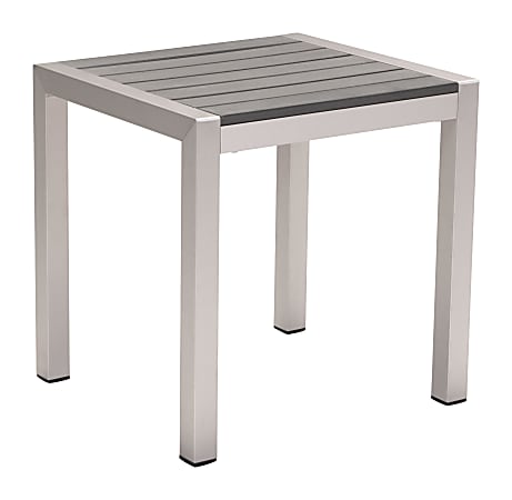 Zuo Modern Cosmopolitan Polyethylene And Aluminum Square End Table, 20-5/16”H x 18-1/8”W x 20-1/8”D, Gray/Silver