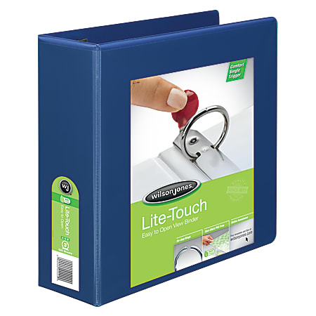 Wilson Jones® Lite-Touch™ No-Gap™ Locking Round-Ring View Binder, 3" Rings, 52% Recycled, Blue