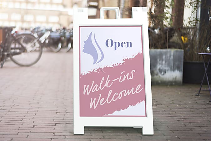 WALK-INS WELCOME w Multi Colored Stars Banner Sign 