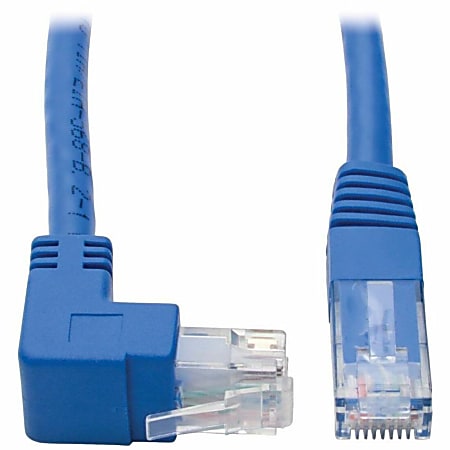 Tripp Lite Up-Angle Cat6 UTP Patch Cable (RJ45) - 1 ft., M/M, Gigabit, Molded, Blue - First End: 1x R - N204001BLUP