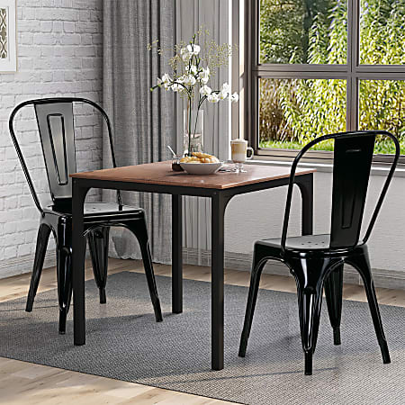 Glamour Home Bash Metal Dining Accent Chairs, Black, Set Of 2 Chairs