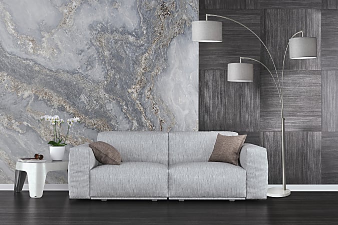 Adesso Bowery 3 Arm Arc Floor Lamp 83 H Gray ShadeWhite Base Office Depot
