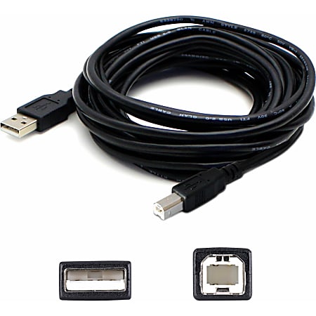 AddOn 5-Pack of 6ft USB 2.0 (A) Male to USB 2.0 (B) Male Black Extension Cables - 100% compatible and guaranteed to work