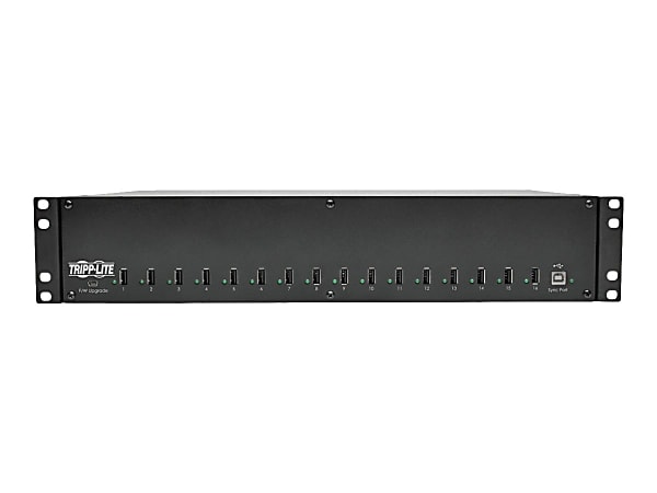 Tripp Lite 16-Port USB Charging Station Hub w/ Syncing, 5V 40A (200W) USB Charger Output, 2U Rack-Mount - Charging station - 200 Watt - 40 A - 16 output connectors (16 x 4 pin USB Type A) - black