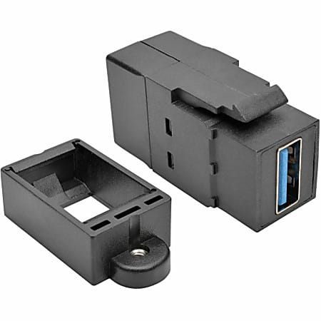 Eaton Tripp Lite Series USB 3.0 Keystone Panel Mount Coupler F/F All in One Black - USB adapter - USB Type A (F) to USB Type A (F) - U325000KPBK