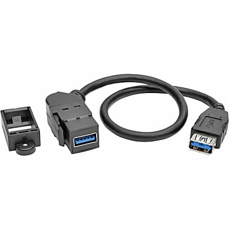 Eaton Tripp Lite Series USB 3.0 Keystone Panel Mount Coupler Cable F/F Angled 1ft - USB adapter - USB Type A (F) to USB Type A (F) - U325001KPABK
