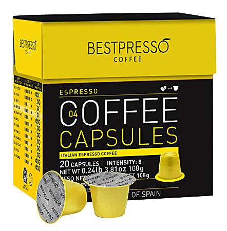 Bestpresso Single-Serve Coffee Freshpacks, Espresso, Variety Pack, Carton Of 120, 6 x 20 Per Box