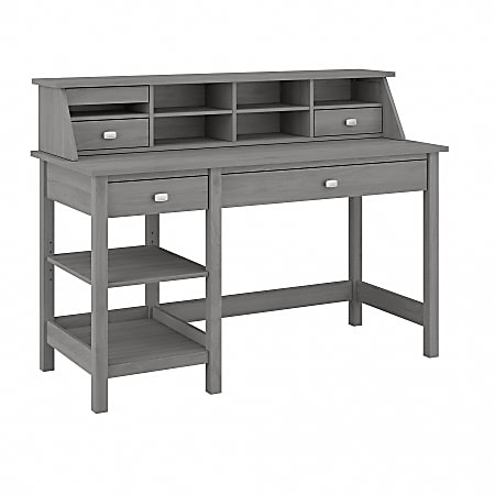 Bush Furniture Broadview 54W Computer Desk with Shelves and Desktop Organizer, Modern Gray, Standard Delivery