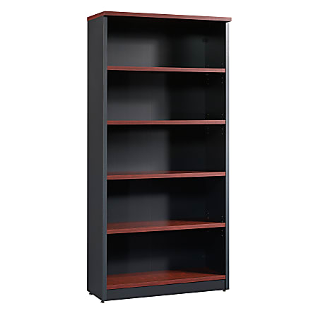 Sauder® Via 5-Shelf Library, Classic Cherry/Soft Black