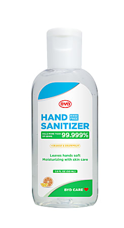 BYD Care Moisturizing Hand Sanitizer, Orange & Grapefruit Scent, 1.6 Oz Bottle