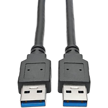 Eaton Tripp Lite Series USB 3.0 SuperSpeed A/A Cable (M/M), Black, 3 ft. (0.91 m) - USB for Notebook, Tablet, Chromebook - 640 MB/s - 2.95 ft - 1 x Type A Male USB - 1 x Type A Male USB - Nickel Plated, Gold-plated Contacts - Shielding - Black