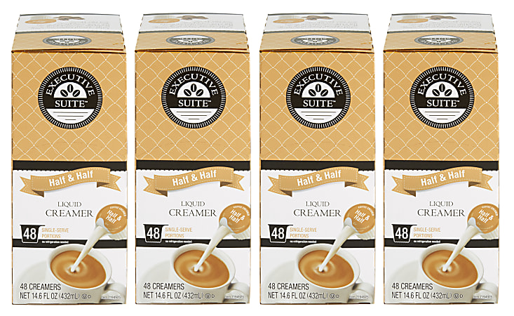 Executive Suite® Liquid Coffee Creamer, Half-And-Half, 0.38 Oz Single Serve, Case Of 192, 4 x 48 Per Pack