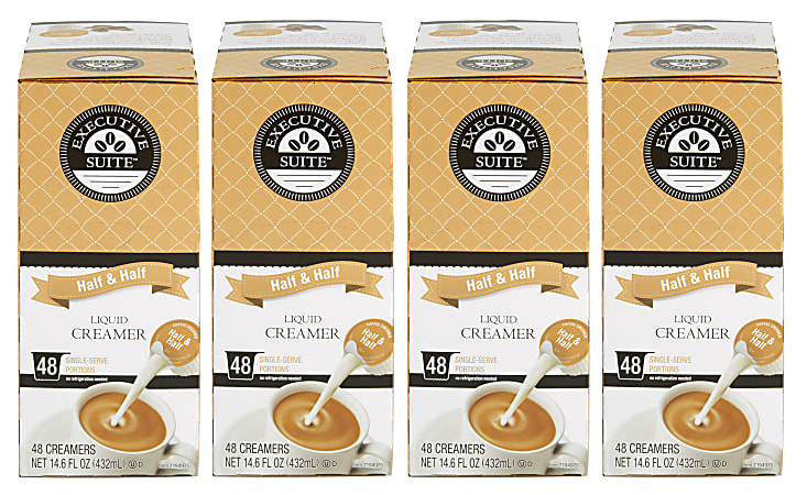 Executive Suite Liquid Coffee Creamer Half And Half 0 38 Oz Single Serve Case Of 192 4 X 48 Per Pack Office Depot