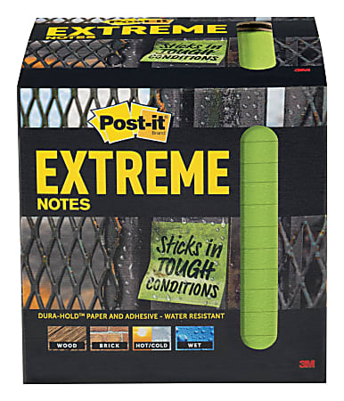 Post it® Notes Extreme Notes, 540 Total Notes, Pack Of 12 Pads, 3" x 3", Green, 45 Notes Per Pad