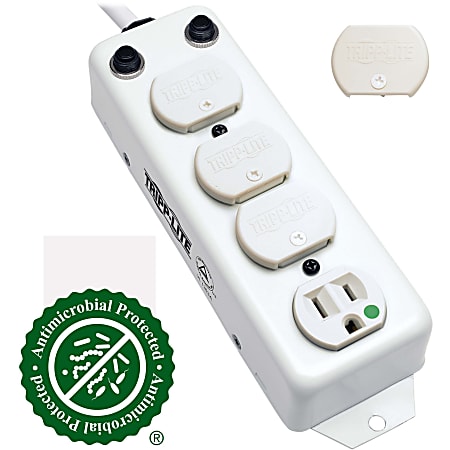 Tripp Lite Safe-IT Power Strip Medical Antimicrobial 120V 4 Outlet UL1363A 15ft Right Angle Cord  - PS415HGOEMRA
