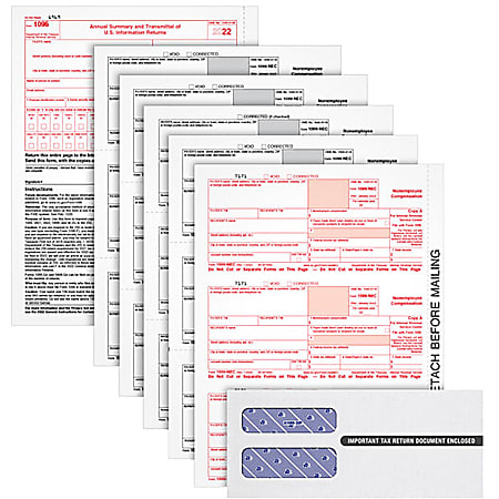 TOPS 5-part 1099-NEC Tax Forms - 5 Part - White - 24 / Pack