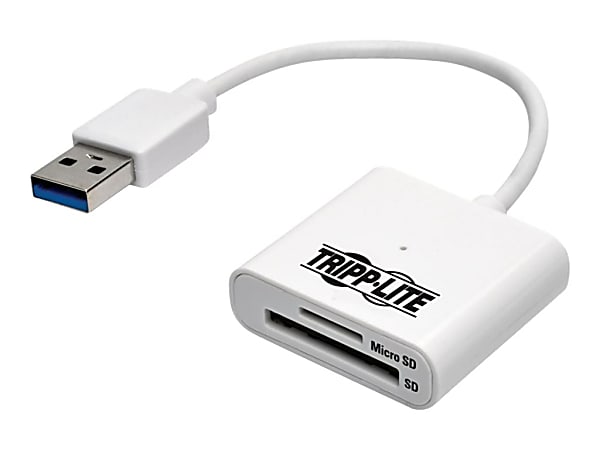 Tripp Lite USB 3.0 SuperSpeed SD/Micro SD Memory Card Media Reader with Built-In Cable, 6 in - Card reader (MMC, SD, RS-MMC, MMCmobile, microSD, MMCplus, DV RS-MMC, SDHC, microSDHC, SDXC) - USB 3.0