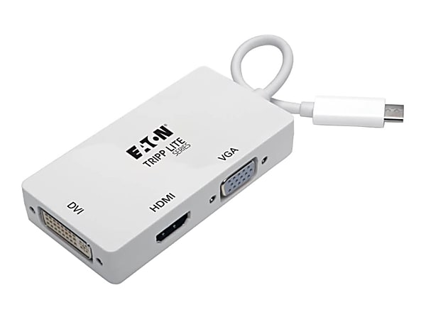 Tripp Lite USB Type-C (USB-C) to HDMI/DVI/VGA All-in-One Converter Adapter, Thunderbolt 3 Compatible, Ultra HD 4K x 2K (3840 x 2160) @ 30 Hz, USB C, USB Type C - External video adapter - USB-C 3.1 - DVI, HDMI, VGA - white