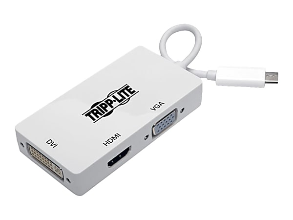 Tripp Lite USB Type-C (USB-C) to HDMI/DVI/VGA All-in-One Converter Adapter, Thunderbolt 3 Compatible, Ultra HD 4K x 2K (3840 x 2160) @ 30 Hz, USB C, USB Type C - External video adapter - USB-C 3.1 - DVI, HDMI, VGA - white