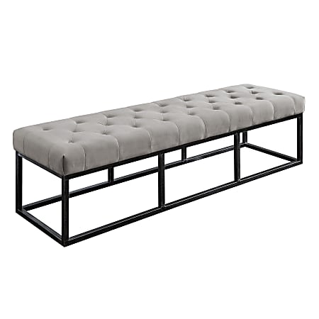 Serta Danes Tufted Bench, Pearl Gray/Iron