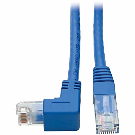 Tripp Lite Down-Angle Cat6 UTP Patch Cable (RJ45) - 1 ft., M/M, Gigabit, Molded, Blue