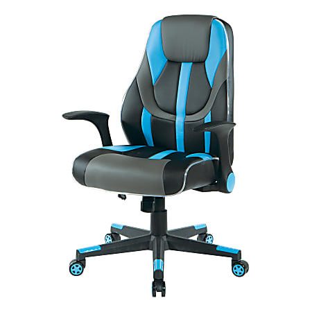 Office Star™ Output Faux Leather Gaming Chair, Black/Blue