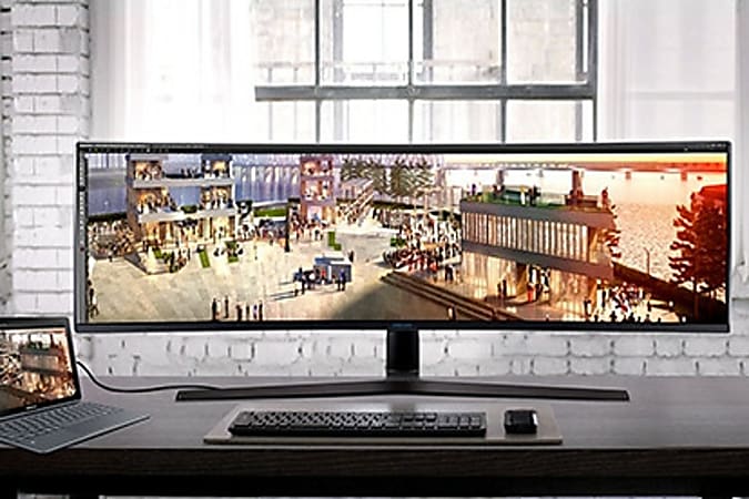 Samsung C49J89 49" Double Full HD (DFHD) Curved Screen LED LCD Monitor - 32:9 - Charcoal Black Hairline, Titanium - Vertical Alignment (VA) - 3840 x 1080 - 16.7 Million Colors - 300 Nit Typical, 250 Nit Minimum - 5 ms