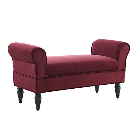 Linon Austin Rolled Arm Bench, 23"H x 45-3/16"W x 17-1/2"D, Berry/Dark Mahogany