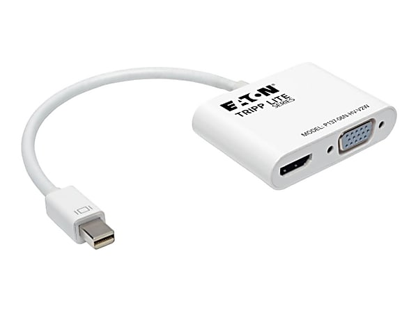 Tripp Lite 6in Mini DisplayPort To HDMI VGA 4K Adapter Converter Cable, White