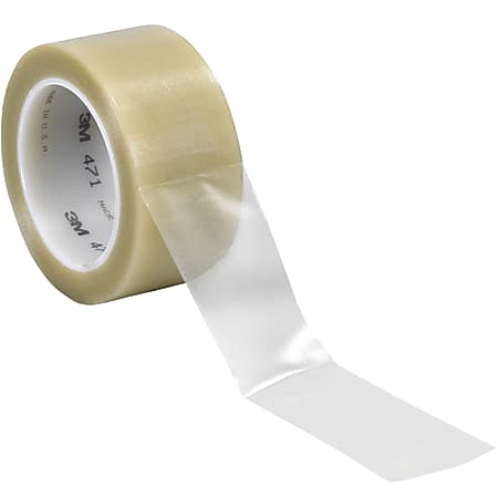 3M™ 471 Vinyl Tape, 3" Core, 2" x 36 Yd., Clear, Case Of 3