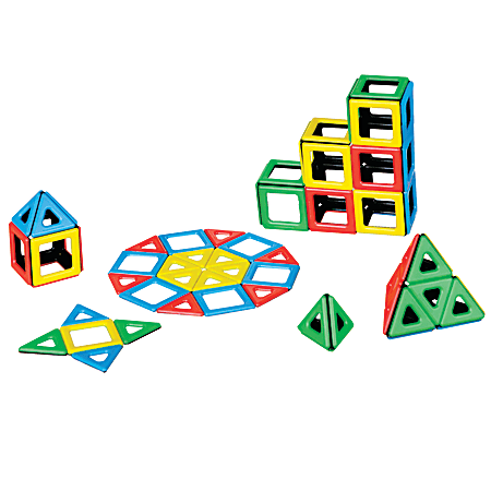 Polydron 96-Piece Magnetic Polydron Class Set, Red/Blue/Green/Yellow, Pre-K To Grade 1