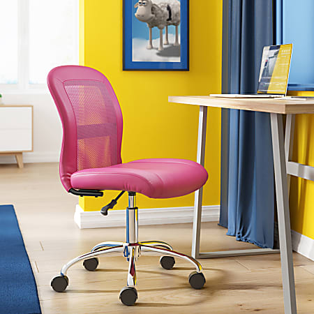 Serta® Essentials Mid-Back Computer Chair, Teamwork Pink/Chrome