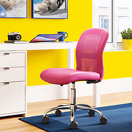 Serta® Essentials Mid-Back Computer Chair, Teamwork Pink/Chrome