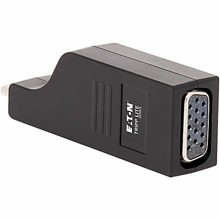 Eaton Tripp Lite Series USB-C to VGA Vertical Adapter (M/F) - USB 3.1, Gen 1, Thunderbolt 3, 1920 x 1200 (1080p), 5 Gbps, Black - 1 x USB Type C Male Thunderbolt 3 - 1 x HD-15 Female VGA - 1920 x 1200 Supported - Gold Contact - Black