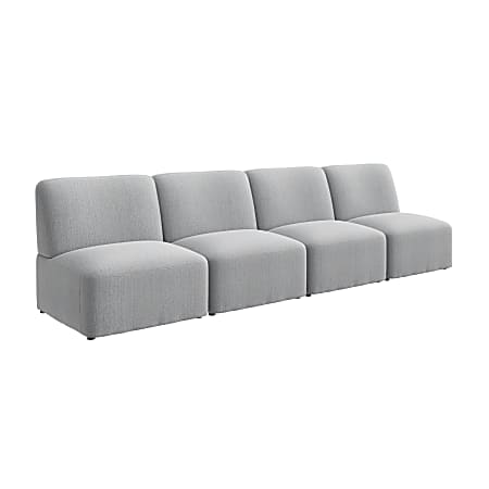 Bush Business Furniture Assemble Modular 4 Seater Sectional Lounge Sofa, Fog Fabric, Standard Delivery