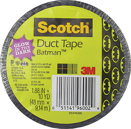 Scotch® Colored Duct Tape, 1 7/8" x 10 Yd., Glow-In-The-Dark Batman