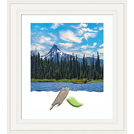 Amanti Art Rectangular Picture Frame, 26” x 30" With Mat, Ridge White