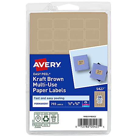 Avery Printable Labels 5427 Rectangle 12 x 34 Matte Kraft Brown Pack Of ...