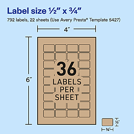 Avery Printable Labels 5427 Rectangle 12 x 34 Matte Kraft Brown Pack Of ...