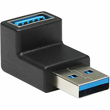 Tripp Lite USB 3.0 SuperSpeed Adapter - USB-A to USB-A, M/F, Down Angle, Black - USB adapter - USB Type A (F) down-angled to USB Type A (M) - USB 3.0 - molded - black