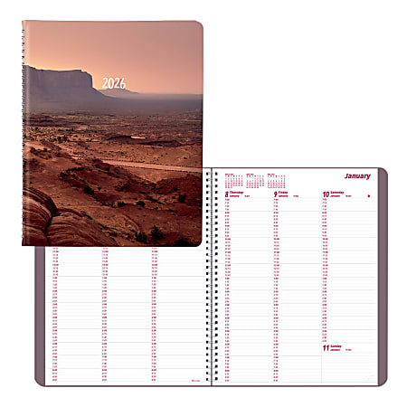 2026 Brownline Essential Weekly Appointment Planner, 11" x 8-1/2", 50% Recycled, Mountain - Canyon, January To December, CB950G.04