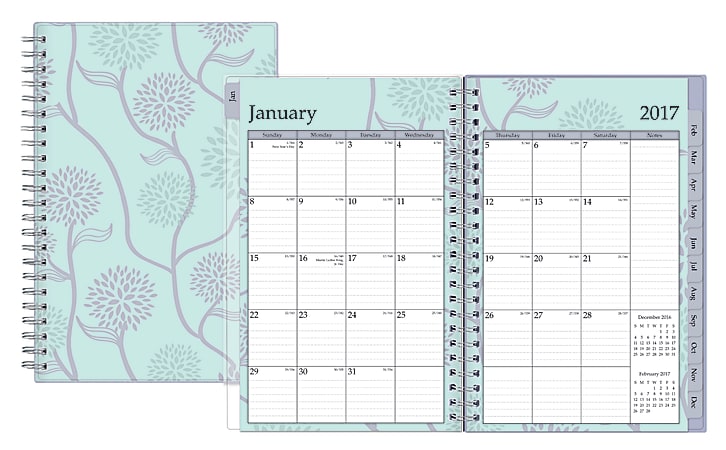 Blue Sky™ Fashion Weekly/Monthly Planner, 5" x 8", 50% Recycled, Rue Du Flore, January to December 2017