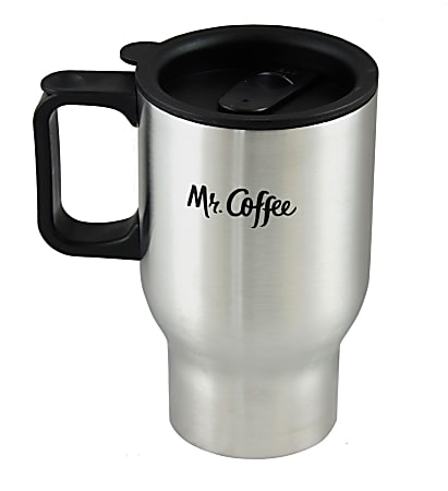 Mr. Coffee Expressway Travel Mug With Lid, 16 Oz, Stainless Steel