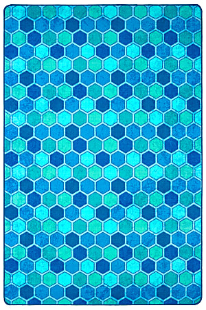 Carpets for Kids® Pixel Perfect Collection™ Honeycomb Pattern Activity Rug, 6' x 9', Blue