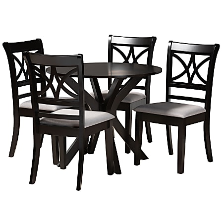 Baxton Studio Julia Dining Set, 29-15/16”H x 35-7/16”W x 35-7/16”D, Gray/Dark Brown