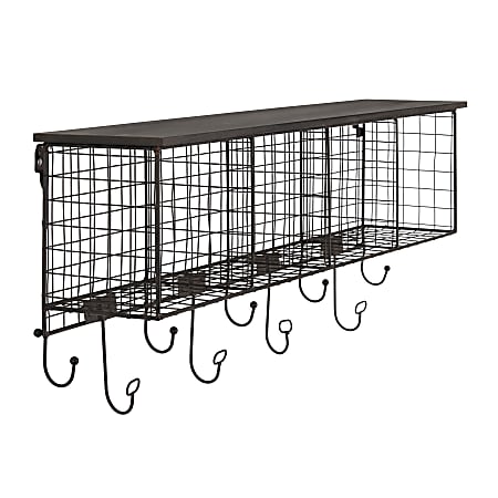 Linon Julia 4-Cubby Home Office Wall Shelf, 12-1/2"H x 29-1/2"W x 6-1/2"D, Black